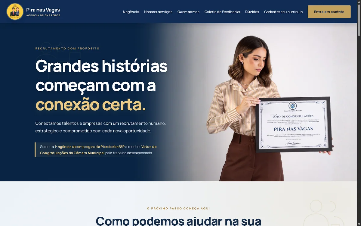 Captura real do website Pira nas Vagas